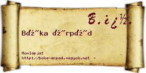 Bóka Árpád névjegykártya