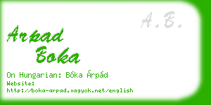 arpad boka business card